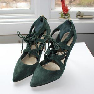 White House Black Market Emerald Tie-Up Heels